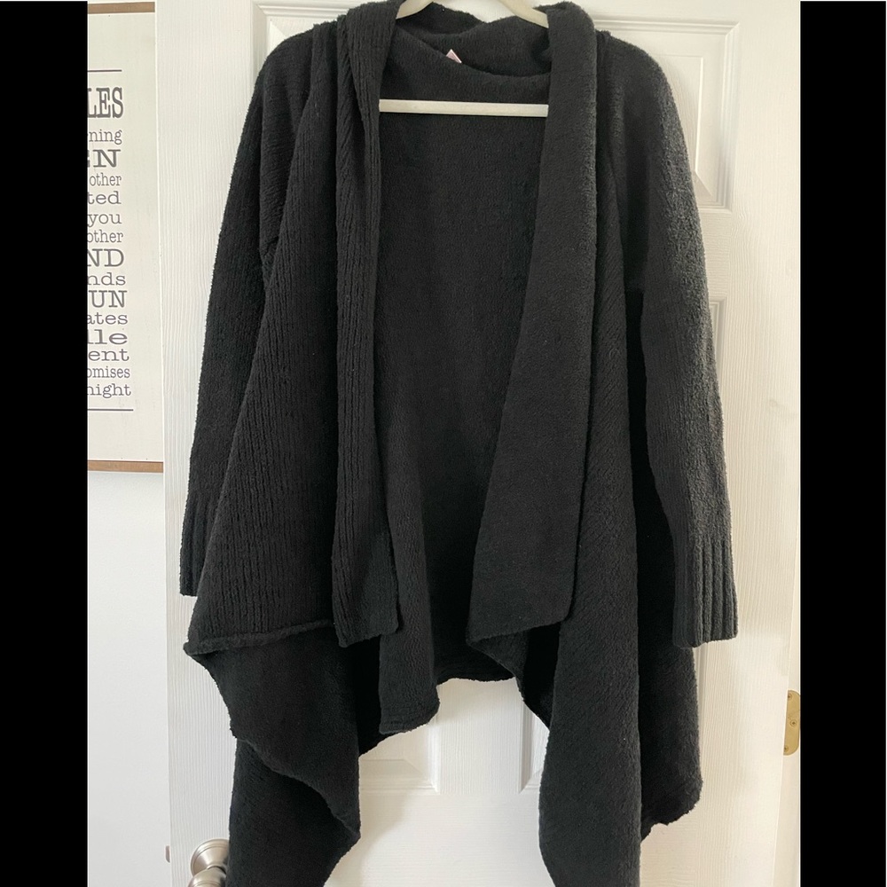 Fuzzy comfy asymmetrical wrap cardigan